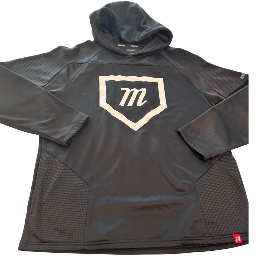 Marucci Baseball‎ Home Plate Logo Hoodie Sweatshirt Men's Medium Black Polyester